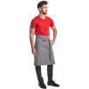 Mercer Culinary Metro Edge Renegade Bib Server Apron, Black Denim with Brown Leather Straps(Navy/White Railroad Stripe)