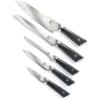 Mercer Culinary Premium Grade Super Steel 6-Piece Knife Set with Glass/Wood Block Stand, G10 Handles(6 Piece Knife Set with Magnetic Acacia Stand)