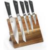 Mercer Culinary Premium Grade Super Steel 6-Piece Knife Set with Glass/Wood Block Stand, G10 Handles(6 Piece Knife Set with Magnetic Acacia Stand)