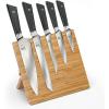 Mercer Culinary Premium Grade Super Steel 6-Piece Knife Set with Glass/Wood Block Stand, G10 Handles(6 Piece Knife Set with Magnetic Bamboo Stand)