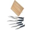 Mercer Culinary Premium Grade Super Steel 6-Piece Knife Set with Glass/Wood Block Stand, G10 Handles(6 Piece Knife Set with Magnetic Rubberwood Stand)