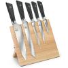 Mercer Culinary Premium Grade Super Steel 6-Piece Knife Set with Glass/Wood Block Stand, G10 Handles(6 Piece Knife Set with Magnetic Rubberwood Stand)