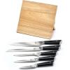 Mercer Culinary Premium Grade Super Steel 6-Piece Knife Set with Glass/Wood Block Stand, G10 Handles(6 Piece Knife Set with Magnetic Rubberwood Stand)