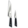 Mercer Culinary Premium Grade Super Steel 6-Piece Knife Set with Glass/Wood Block Stand, G10 Handles(7 Inch Santoku and 3.5 Inch Paring Knife Set)