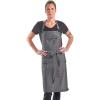 Mercer Culinary Metro Edge Renegade Bib Server Apron, Black Denim with Brown Leather Straps(Black Denim)