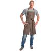Mercer Culinary Metro Edge Renegade Bib Server Apron, Black Denim with Brown Leather Straps(Brown Denim)