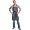 Mercer Culinary Metro Edge Renegade Bib Server Apron, Black Denim with Brown Leather Straps(Charcoal Gray)
