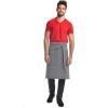 Mercer Culinary Metro Edge Renegade Bib Server Apron, Black Denim with Brown Leather Straps(Navy/White Railroad Stripe)