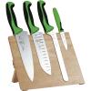 Mercer Culinary Millennia 5-Piece Magnetic Board Set, Rubberwood, White Handles(Green)