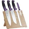 Mercer Culinary Millennia 5-Piece Magnetic Board Set, Rubberwood, White Handles(Purple)