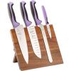 Mercer Culinary Millennia 5-Piece Magnetic Board Set, Rubberwood, White Handles(Purple Handles)