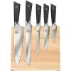 Mercer Culinary Premium Grade Super Steel 6-Piece Knife Set with Glass/Wood Block Stand, G10 Handles(6 Piece Knife Set with Magnetic Rubberwood Stand)