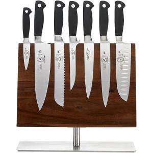 Mercer Culinary M20000 Genesis 6-Piece Forged Knife Block Set, Tempered Glass Block,Black(8-Piece Magnetic)