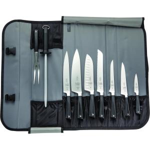 Mercer Culinary Züm 7-Piece Forged Knife Set in Roll,Black(10″)