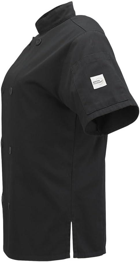 image:imageMercer Culinary M60023WH3X Millennia Womens Short Sleeve Cook Jacket with Traditional Buttons 3XLarge WhiteBlack