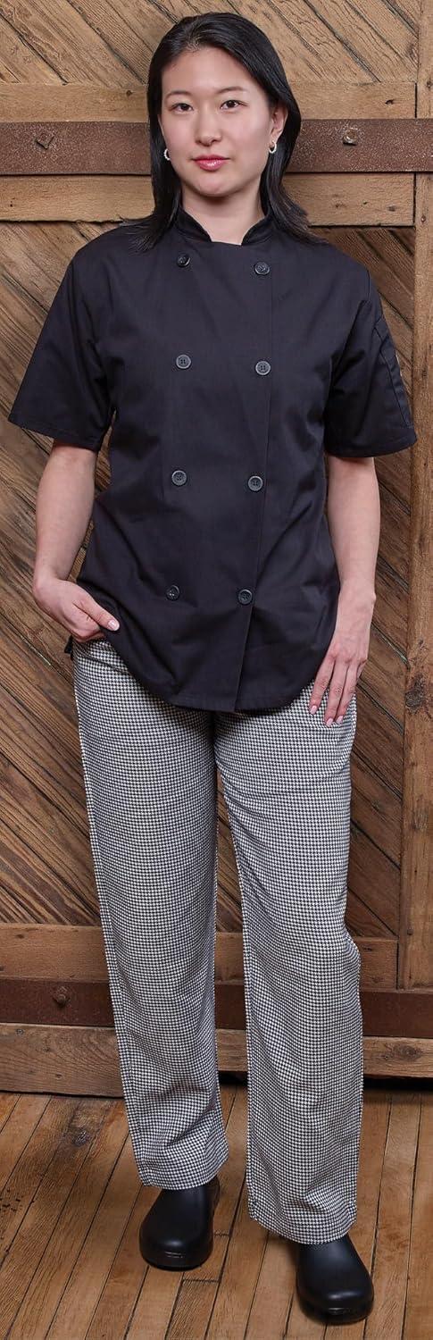 image:imageMercer Culinary M60023WH3X Millennia Womens Short Sleeve Cook Jacket with Traditional Buttons 3XLarge WhiteBlack
