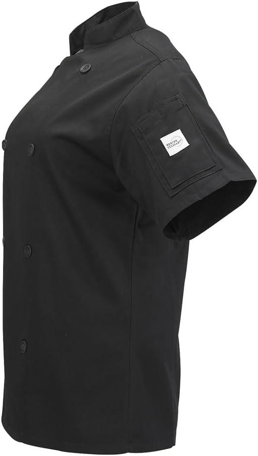 image:imageMercer Culinary M61032BKXXS Genesis Womens Short Sleeve Chef Jacket with Traditional Buttons XXSmall BlackBlack