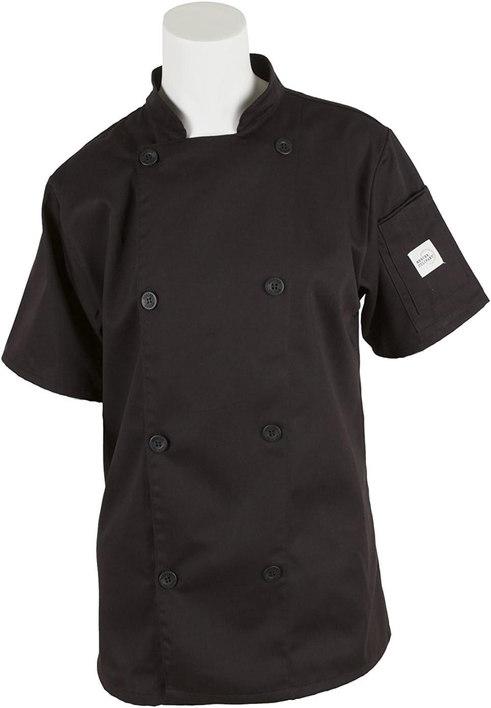 image:imageMercer Culinary M61032BKXXS Genesis Womens Short Sleeve Chef Jacket with Traditional Buttons XXSmall BlackBlack