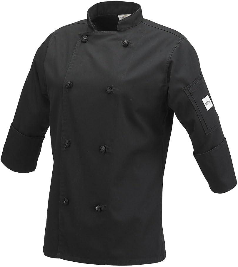 image:imageMercer Culinary M61040WH1X Genesis Womens Jacket with Cloth Knot Buttons XLarge WhiteBlack