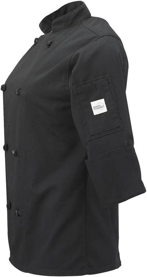 image:imageMercer Culinary M61040WH1X Genesis Womens Jacket with Cloth Knot Buttons XLarge WhiteBlack
