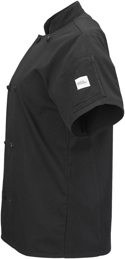 image:imageMercer Culinary M61042BK1X Genesis Womens Short Sleeve Chef Jacket with Cloth Knot Buttons XLarge BlackBlack