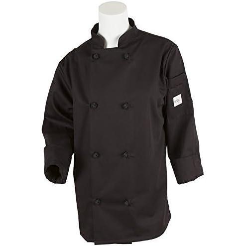 image:imageMercer Culinary Millennia Womens Cook Jacket with Cloth Knot Buttons XSmall WhiteBlack