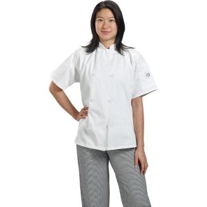 Mercer Culinary M60023WH3X Millennia Women’s Short Sleeve Cook Jacket with Traditional Buttons, 3X-Large, White(White)