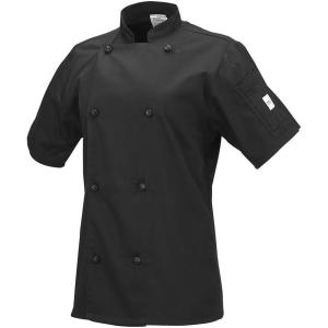 Mercer Culinary M61042BK1X Genesis Women’s Short Sleeve Chef Jacket with Cloth Knot Buttons, X-Large, Black(Black)