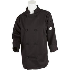 Mercer Culinary Millennia Women’s Cook Jacket with Cloth Knot Buttons, X-Small, White(Black)