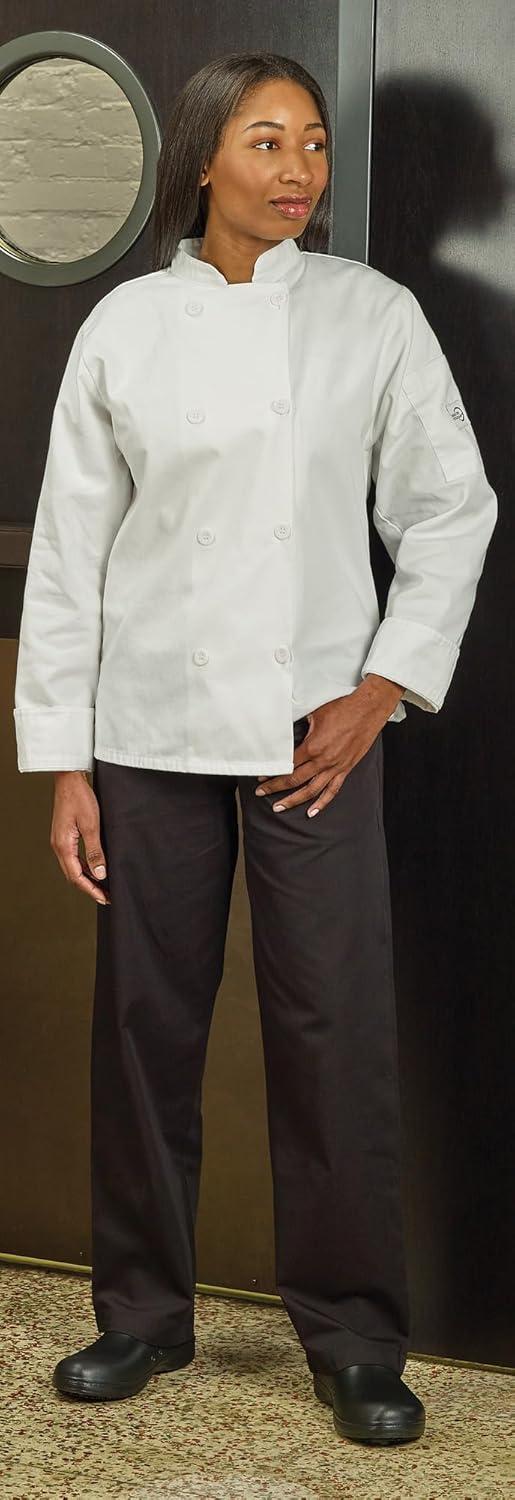 image:imageMercer Culinary M60020WHM Millennia Womens Cook Jacket with Traditional Buttons Medium White