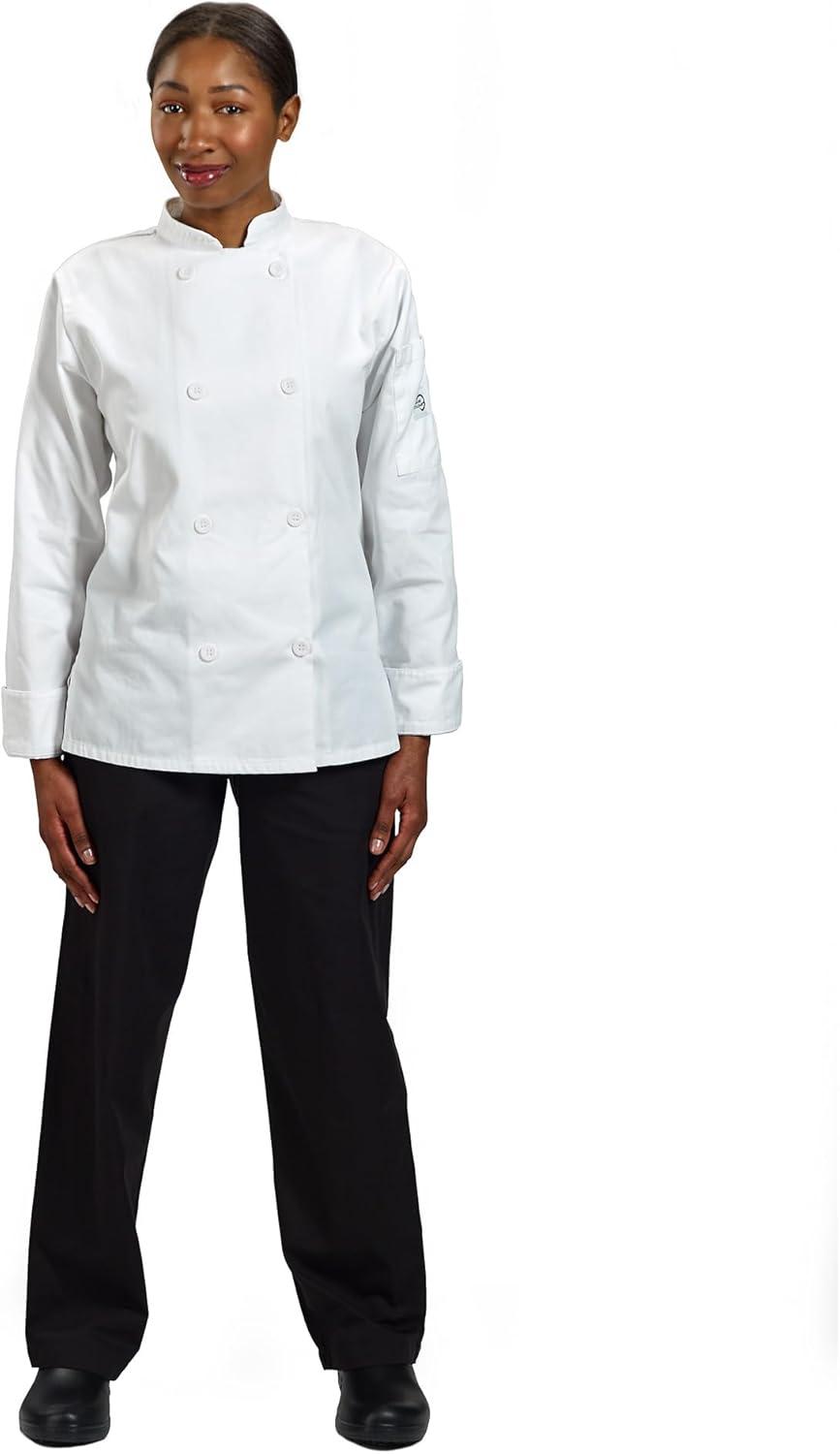 image:imageMercer Culinary M60020WHM Millennia Womens Cook Jacket with Traditional Buttons Medium White