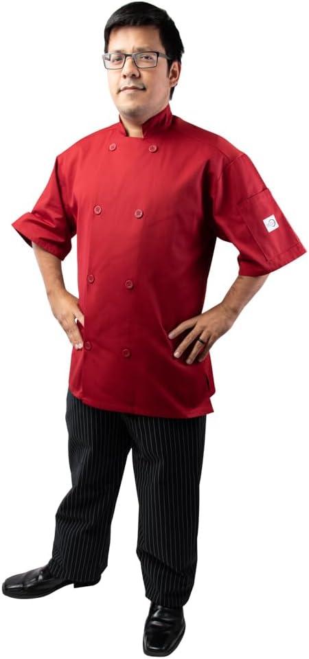 image:imageMercer Culinary Millennia Air Short Sleeve Mens Cook Jack with Full Mesh Back Large BlackRed