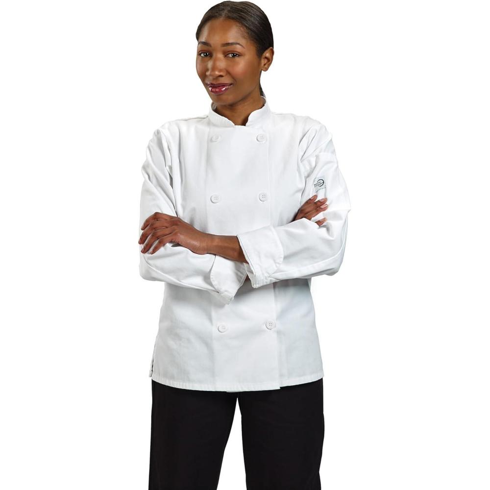 image:imageMercer Culinary M60020WHM Millennia Womens Cook Jacket with Traditional Buttons Medium White
