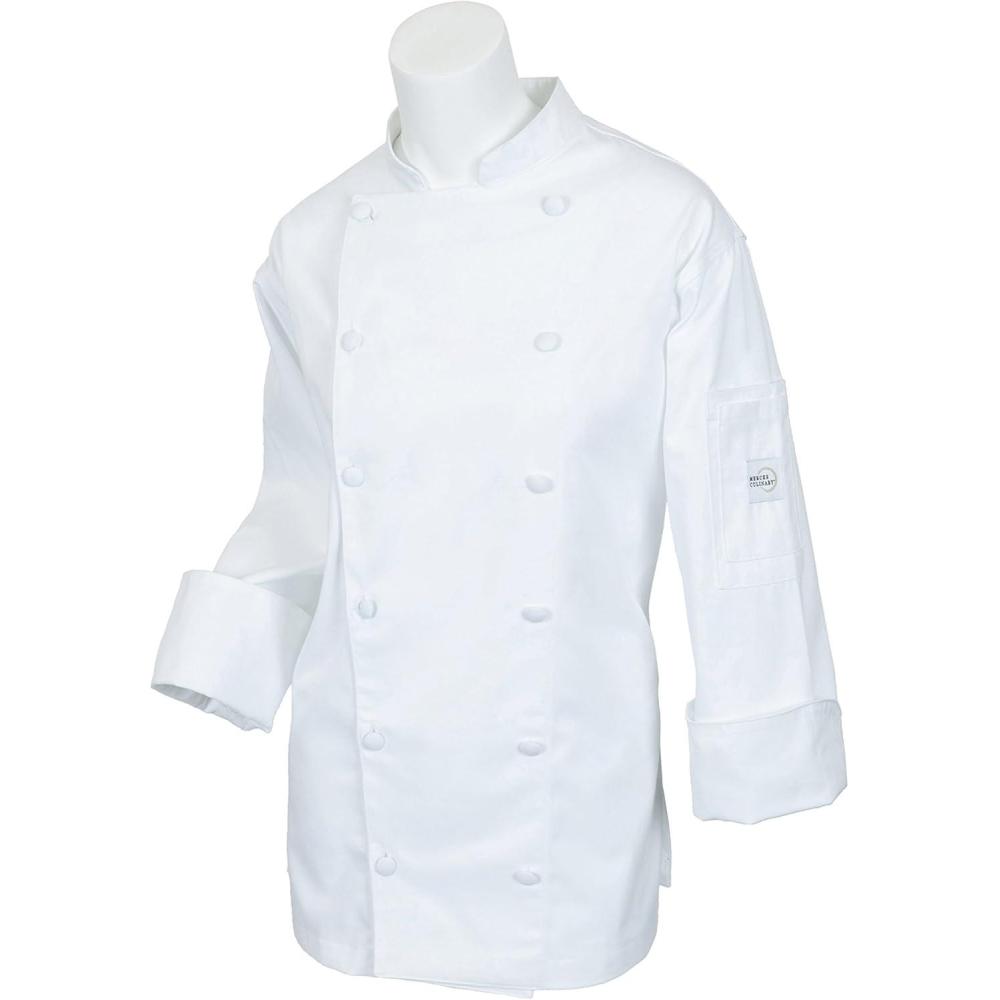 image:imageMercer Culinary M62095WBL Renaissance Womens Traditional Neck Jacket with Black Piping LargeXLarge