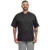 Mercer Culinary Millennia Air Short Sleeve Men’s Cook Jack with Full Mesh Back, Large, Black(Black)