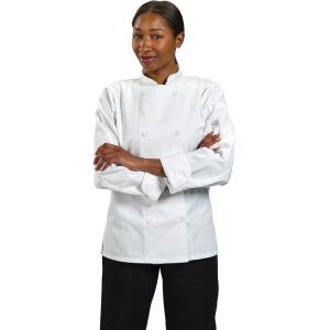 Mercer Culinary M60020WHM Millennia Women’s Cook Jacket with Traditional Buttons, Medium, White