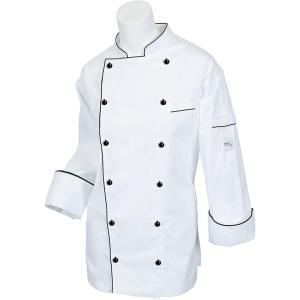 Mercer Culinary M62095WBM Renaissance Women’s Traditional Neck Jacket with Black Piping, Medium(XX-Small)