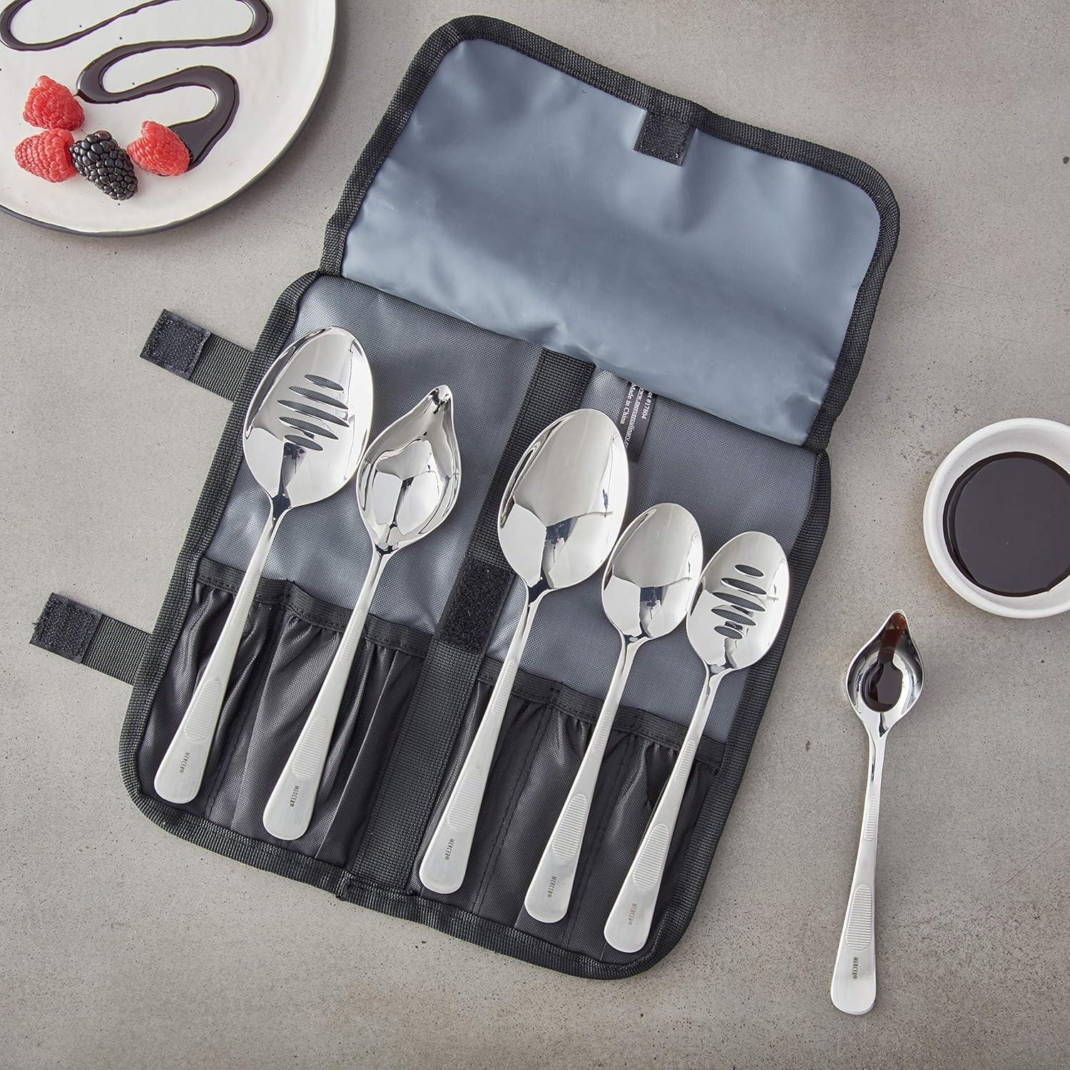 image:imageMercer Culinary Plating Tool Roll Black7Piece Plating Spoons Kit