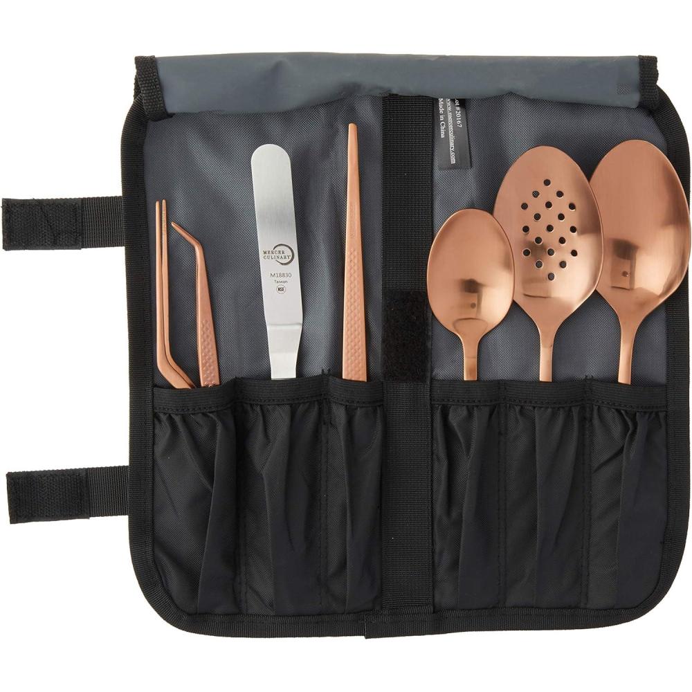 image:imageMercer Culinary Plating Tool Roll Black8Piece Plating Set Rose Gold