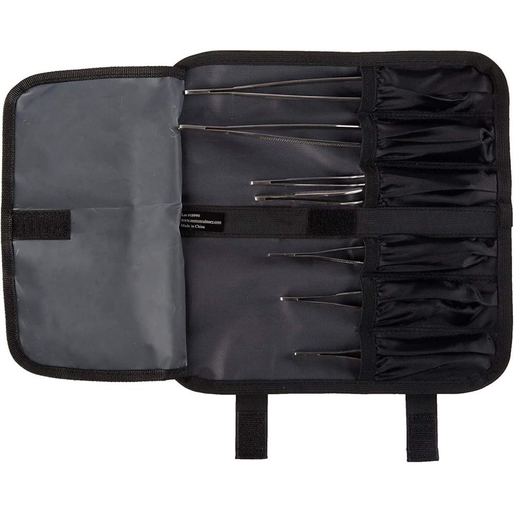 image:imageMercer Culinary Plating Tool Roll Black8Piece Precision Plus Plating Tongs Set