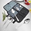 Mercer Culinary Plating Tool Roll, Black(7-Piece Plating Spoons Kit)