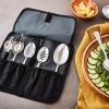 Mercer Culinary Plating Tool Roll, Black(7-Piece Plating Spoons Kit (Version 2))