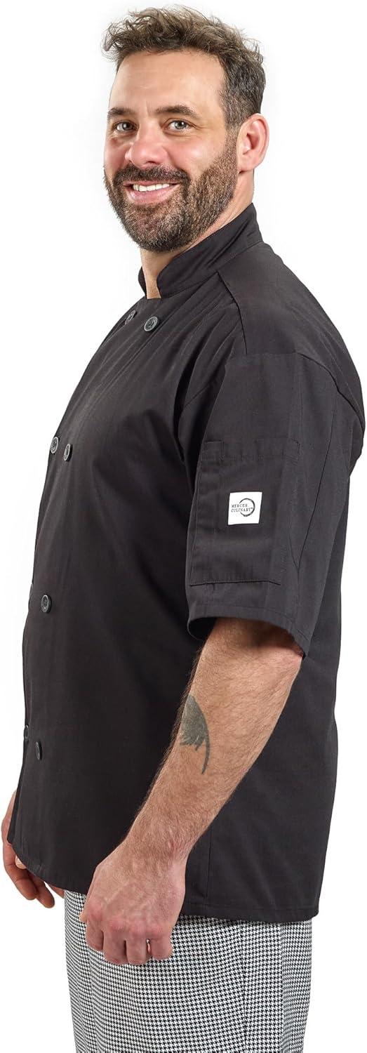 image:imageMercer Culinary M60013WH1X Millennia Mens Short Sleeve Cook Jacket with Traditional Buttons XLarge WhiteBlack