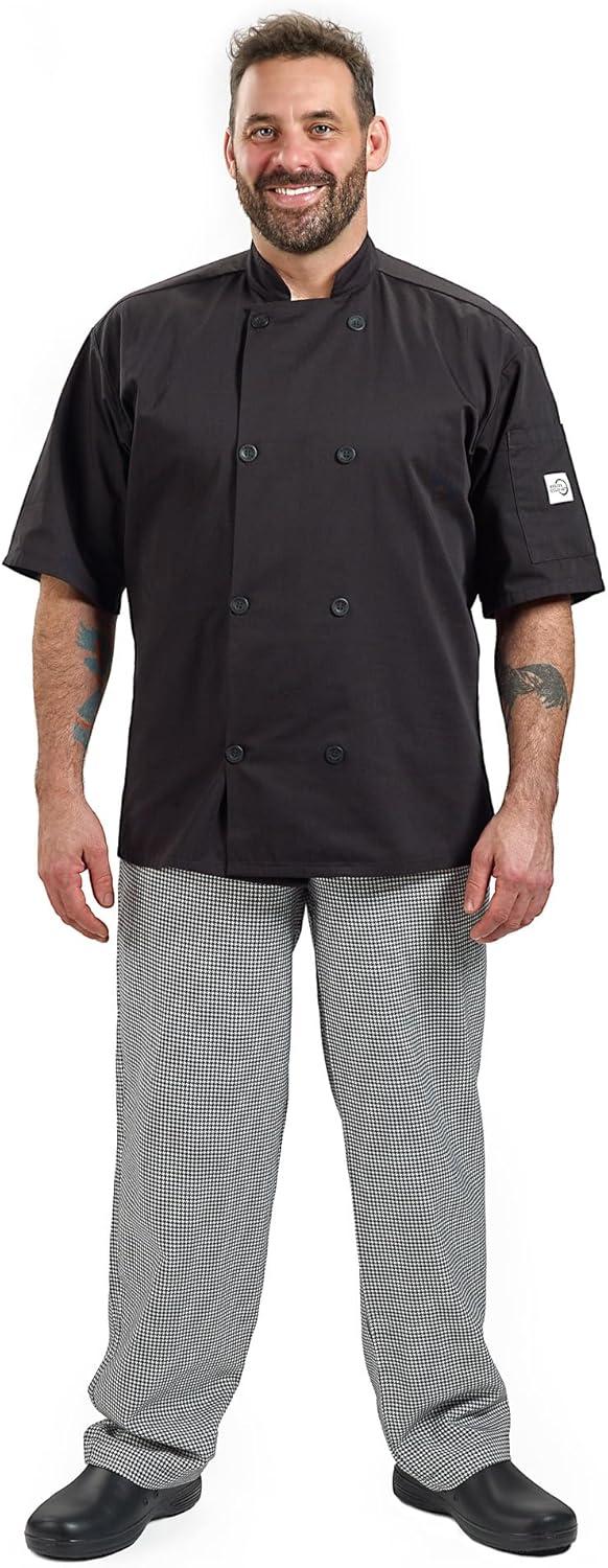 image:imageMercer Culinary M60013WH1X Millennia Mens Short Sleeve Cook Jacket with Traditional Buttons XLarge WhiteBlack