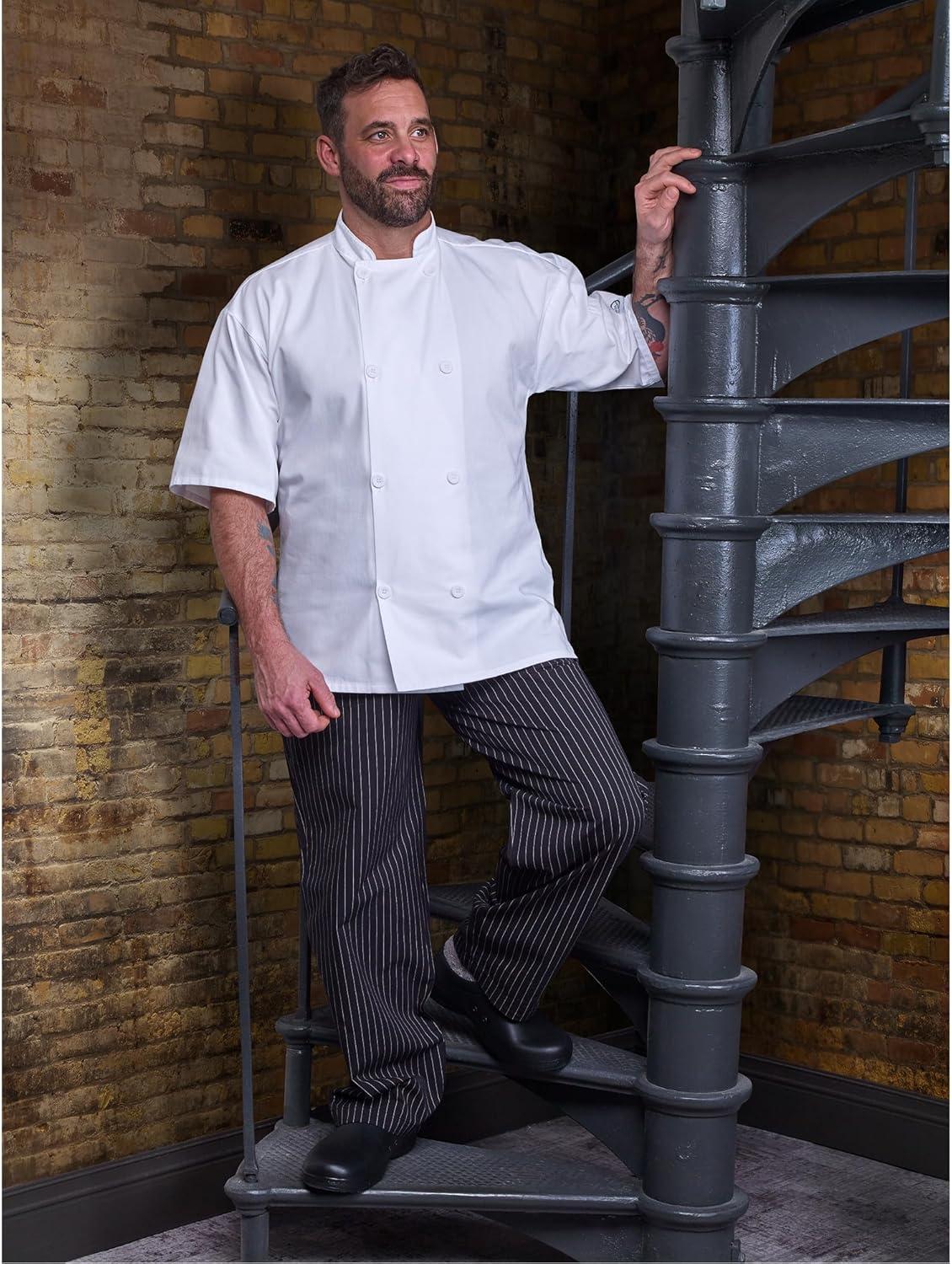 image:imageMercer Culinary M60013WH1X Millennia Mens Short Sleeve Cook Jacket with Traditional Buttons XLarge WhiteWhite