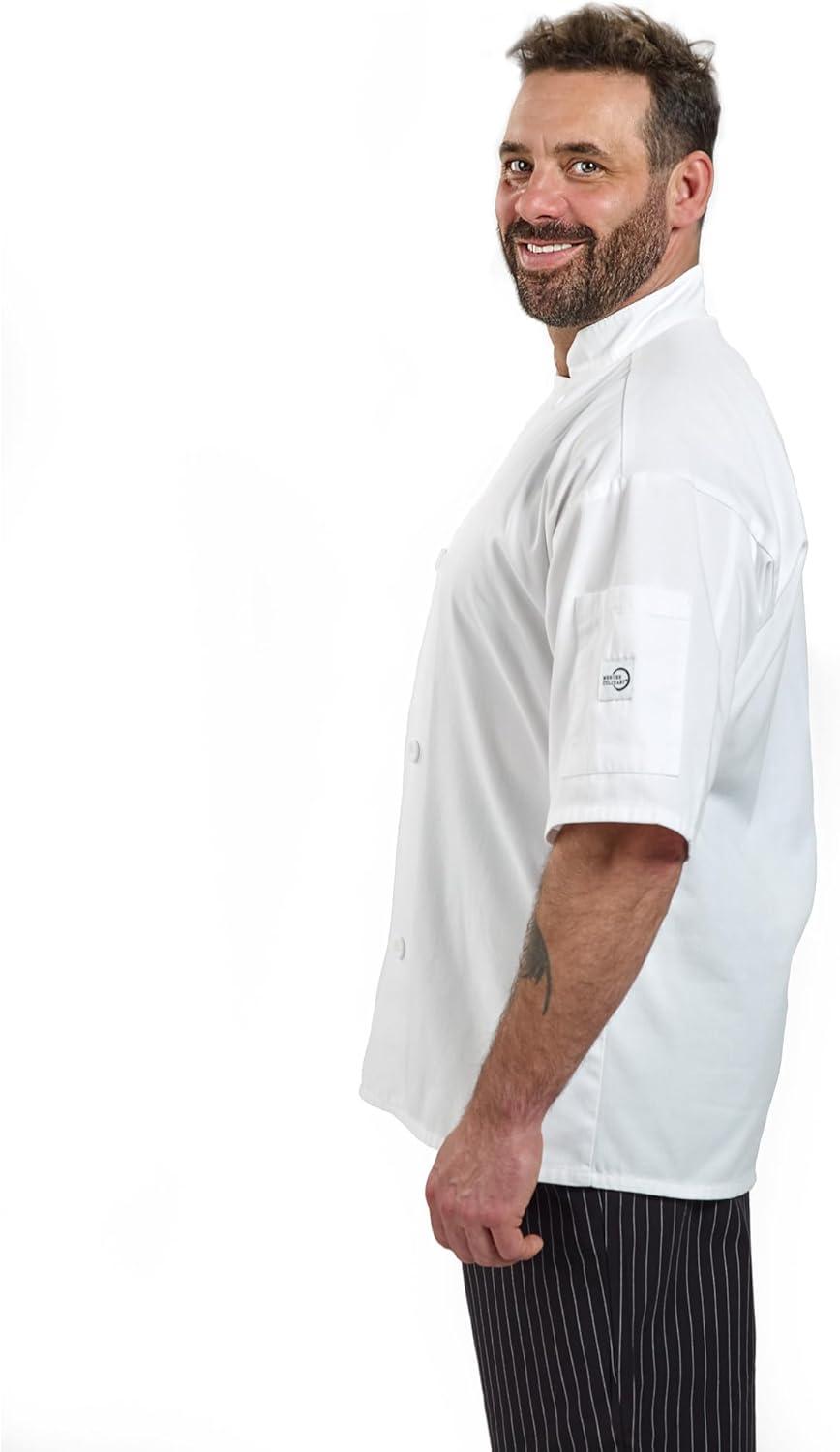image:imageMercer Culinary M60013WH1X Millennia Mens Short Sleeve Cook Jacket with Traditional Buttons XLarge WhiteWhite
