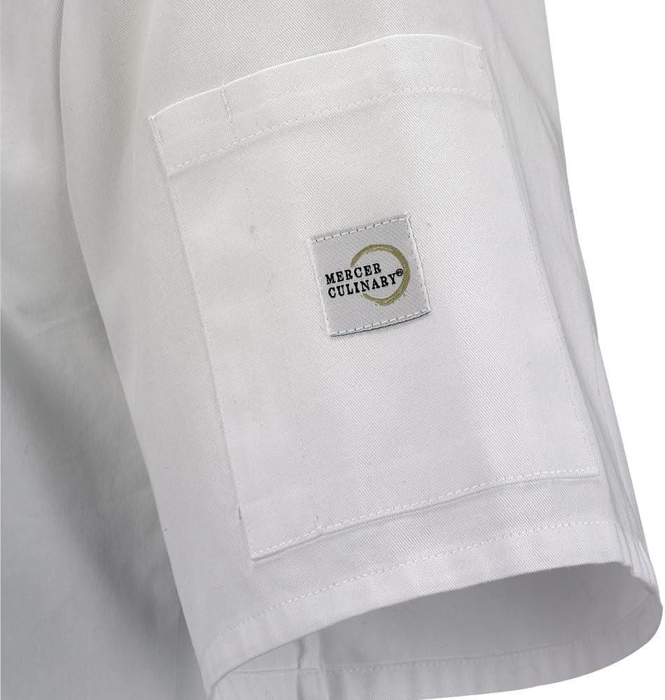 image:imageMercer Culinary M60014BK5X Millennia Mens Short Sleeve Cook Jacket with Cloth Knot Buttons 5XLarge BlackWhite