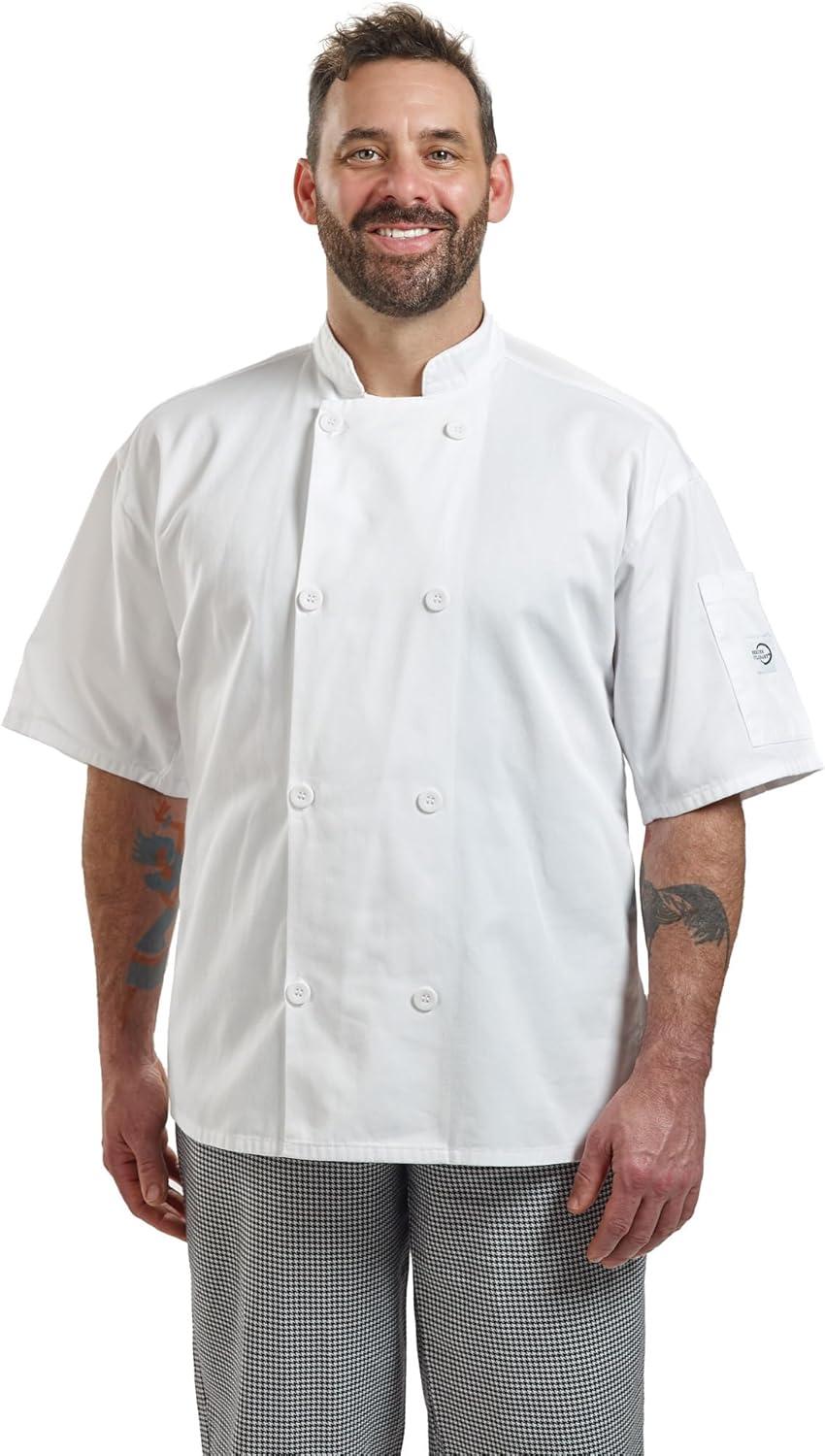 image:imageMercer Culinary M60019WHL Millennia Air Short Sleeve Unisex White Cook Jacket with Full Mesh Back Large 075 Height 118 Width 158 LengthWhite
