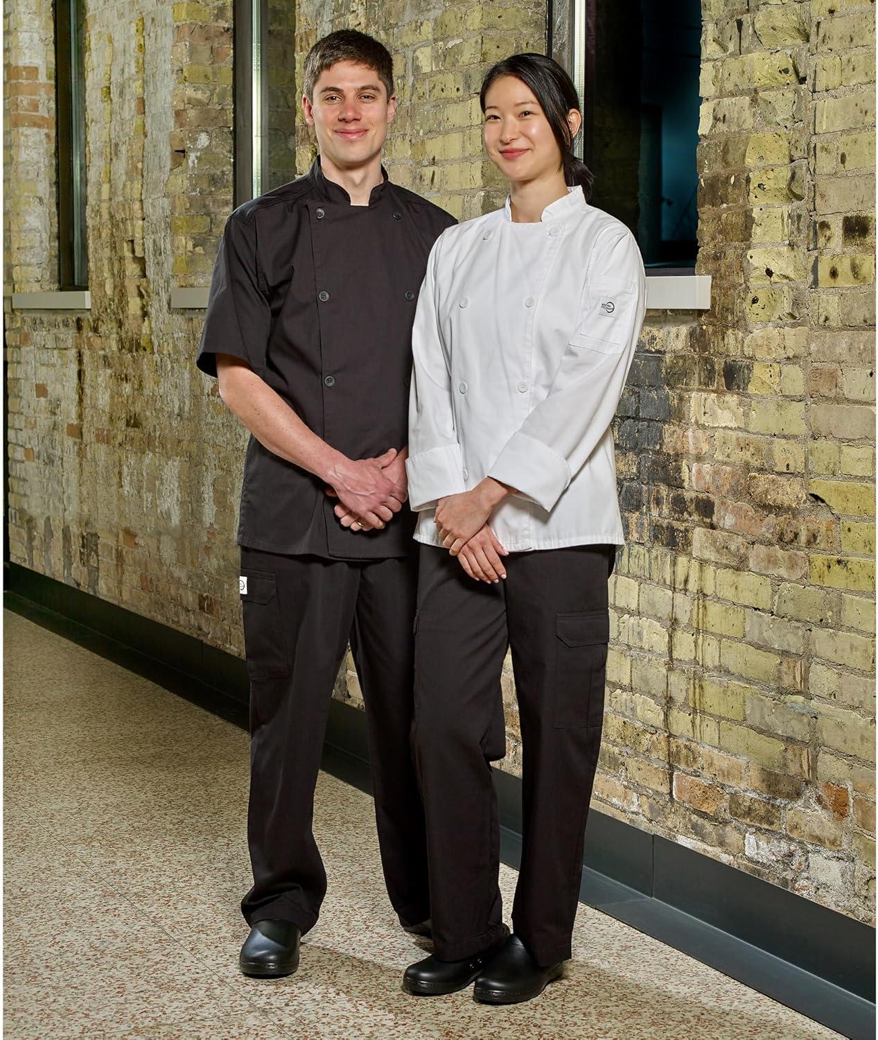 image:imageMercer Culinary M61012WH2X Genesis Mens Short Sleeve Chef Jacket with Traditional Buttons XXLarge WhiteBlack