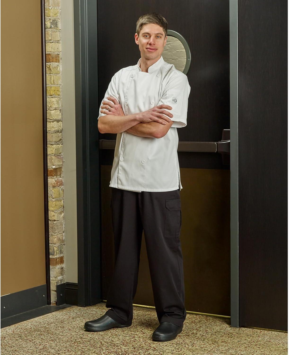 image:imageMercer Culinary M61012WH2X Genesis Mens Short Sleeve Chef Jacket with Traditional Buttons XXLarge WhiteWhite